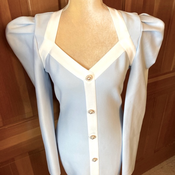 Baby Blue Sweetheart Neck Bodycon Dress - Picture 2 of 13